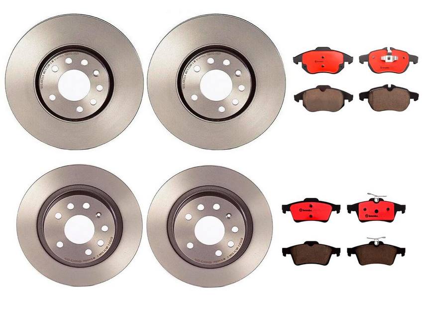 SAAB Brakes Kit - Pads & Rotors Front and Rear (302mm/278mm) (Ceramic) 99900003 - Brembo 3118808KIT